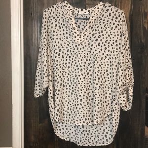 Black and white dot 3/4 sleeve blouse